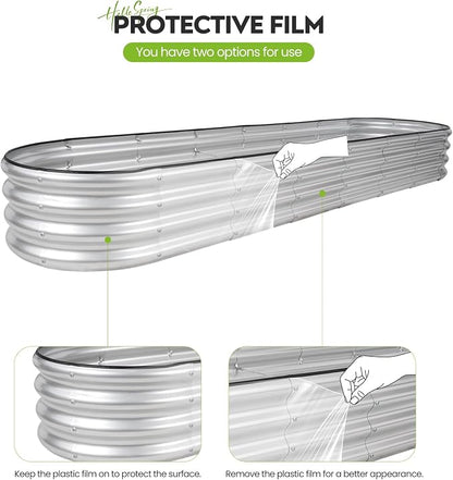 Galvanized Raised Garden Bed 2 Pack, 8x2x1ft Oval Metal Planter Box Outdoor with Support Rods & Corner Protection, Planter Beds for Vegetables, Fruits, Flowers (Silver)