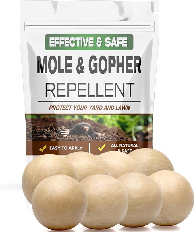 LEBMP Mole Repellent, Gopher Repellent, Groundhogs Repellant Outdoor, Vole Deterrent, Armadillo Repellent for Lawns, Keep Mole Out of Yard, Get Rid of Gophers, Covers Up to 120 Sq Ft-8Pcs