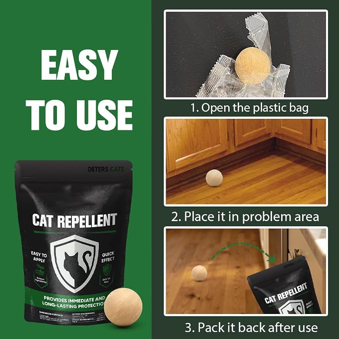 Cat Repellent, Cat Deterrent, Cat Repellent for Yard, Helps Keep Cats Away from Furniture, Gardens & Entry Areas, Indoor & Outdoor Use, Family & Pet Friendly - 10 Packs