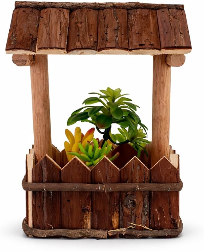 Wooden Wishing Well Planter for Flowers & Garden Decoration | Classic wishing well planter that brings timeless charm to your garden
