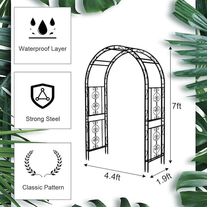 Teabelle Metal Garden Arbor Trellis, Black Arch for Climbing Plants, Wedding Outdoor Arch for Ceremony, Flowers and Plants Support Structure Stand for Lawn Patio Backyard Decoration | Durable Iron Tube, Weather Resistant Coating, Stable Structure for B...