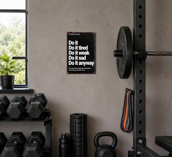 Do It Anyway Motivational Metal Sign, Black White Consistency Quote Wall Decor, Inspirational Resilience Plaque for Home Gym Office Workout Room Man Cave Dorm Decor 8x12 Inch