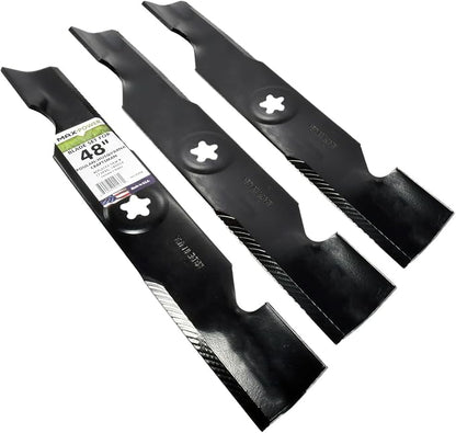 MaxPower 561735B USA MADE 3 Blade Set | For Many 48 in. Cut Craftsman, Husqvarna, Poulan Mowers Replaces OEM #'s 173920, 180054, 532180554, 575938201, PP24005