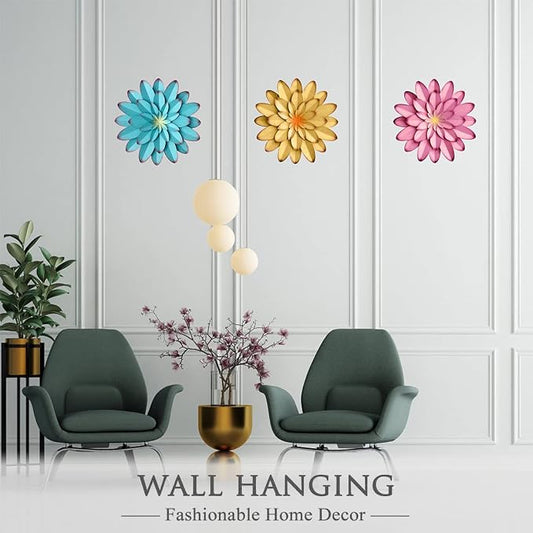 AHYS Wall Art Metal Wall Decor, 12Inch Blue - Indoor Outdoor Metal Flowers Wall Decor for Living Room Bedroom Bathroom Garden