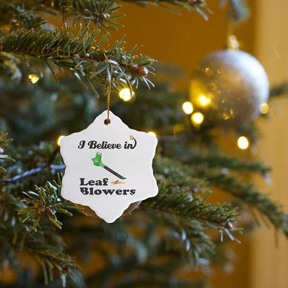 3dRose orn_105277_1 I Believe in Leaf Blowers-Snowflake Ornament, 3-Inch, Porcelain