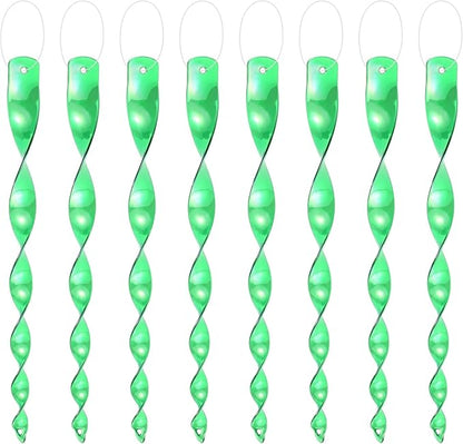M METERXITY 8-Pack Bird Reflective Rods 11.5 Inch Spiral Bird Scare Rods Hanging Birds Deterrent Device for Yard/Patio/Garden/Farm/Decoration [Green]