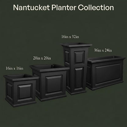 Mayne Nantucket 20-Inch Square Planter – Self-Watering, Weather-Resistant Planter for Flowers – Durable Outdoor Design for Patio, Porch, or Entryway