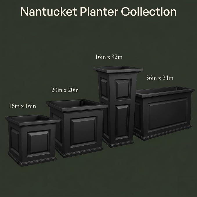 Mayne Nantucket 32-Inch Tall Planter – Self-Watering, Weather-Resistant Planter for Flowers – Durable Outdoor Design for Patio, Porch, or Entryway