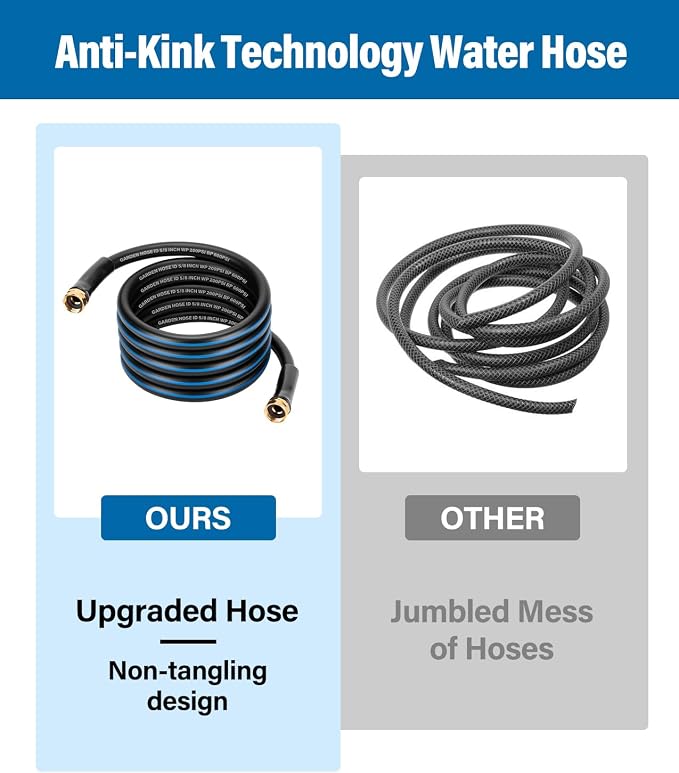 Short Garden Lead-In Hose 12ft X 5/8" Female to Female, 12 Feet Flexible Leader Water Hose With Swivel Handle, Heavy Duty Small Garden Water Hose for Outdoor Indoor