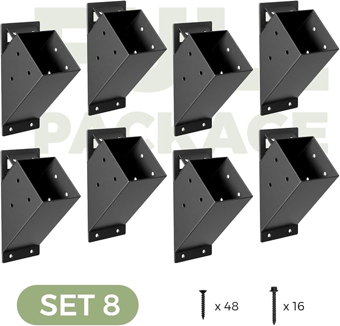 8 Pcs Pergola Brackets, 45-Degree Angle Bracket, Fit for 4''x4'' Wood Posts, Specially for Reinforcing Pergolas and Gazebos Garages, Tree Houses, Patios, Lawns, Cabins, Yards,…