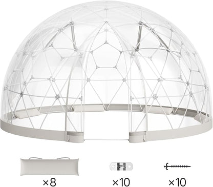 VEVOR Garden Dome Tent 12 x 7.2 ft Clear Bubble Tent House for 4–7 Person | Outdoor Igloo Waterproof PVC Geodesic Dome Greenhouse with Ventilated Window, 360° Crystal-Clear View for Gardens Patios