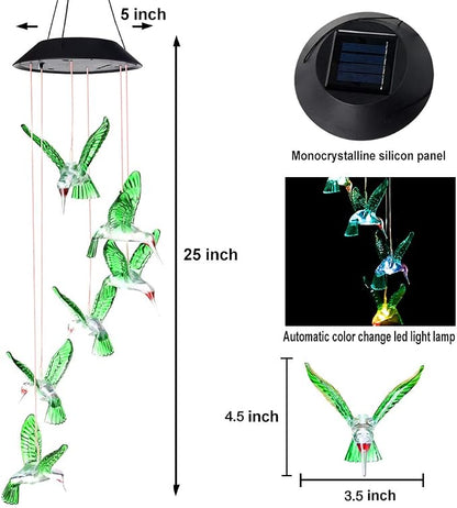Wind Chime, Solar Hummingbird Wind Chimes Outdoor/Indoor,Birthday Gifts for Mom Grandma,Mother Outdoor Decor,Yard Decorations,Memorial Wind Chimes,Mom's Best Gifts,
