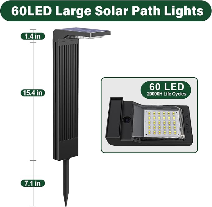 COXSENI Solar Pathway Lights Outdoor 6Pack, Bright 60LED Solar Path Lights Outside Waterproof, Warm & Cool Walkway Light Solar Powered, Landscape Lighting for Driveway Lawn Patio Garden Yard