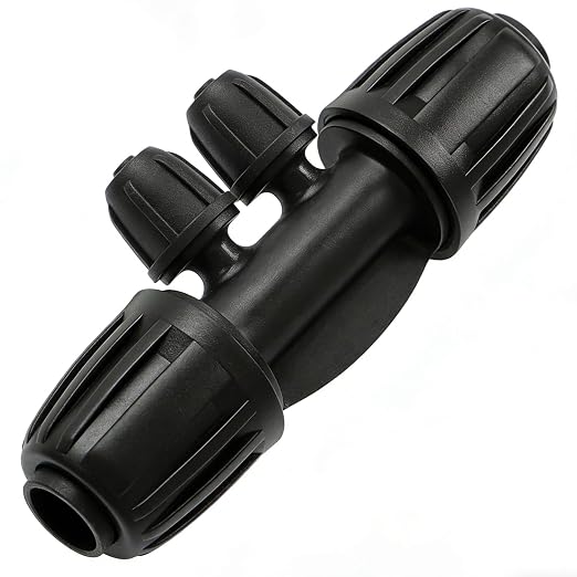 10 Pack 1/2" To 1/4" Drip Irrigation Fittings, 1/2 Inch (1/2" ID x 0.6-0.65" OD) Drip Line to 1/4 Inch Irrigation Tubing Barbed Adapter Anti-Drop Locked Nut Barbed Reducer 4 Way Tee Connectors