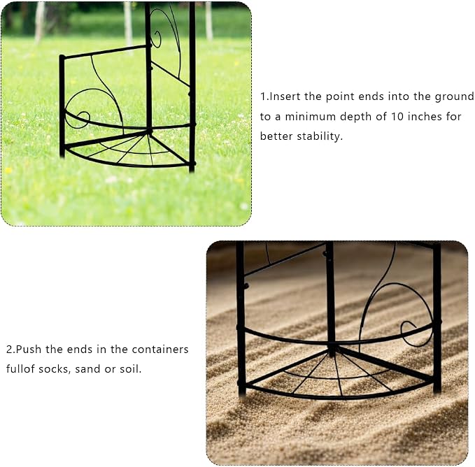 93" Garden Arbor Metal Arch Trellis for Climbing Plants with Planter Box | Outdoor Arbors Archway Pergola for Wedding Ceremony Party Decoration Arched Top Trellises for Rose Vine Backyard Lawn Patio