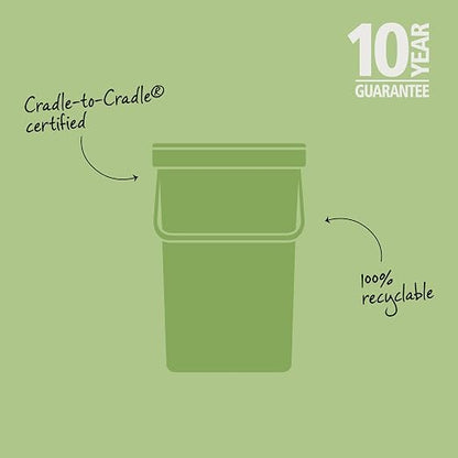Brabantia Sort & Go Kitchen Recycling Bin | M / 6.6 Gal / 25L | Dark Gray | Removable Stay-Open Lid, Carry Handle | Trash Can for Bottles, Cans, Paper, Glass | Wall-Mounting Bracket Sold Separately