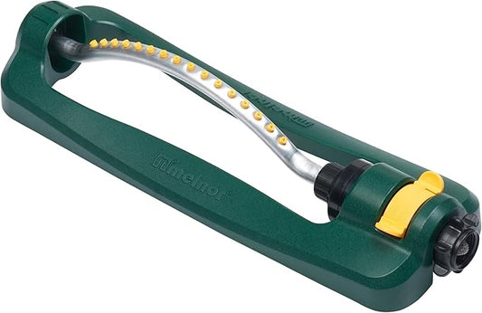 Melnor 65147AMZ Turbo Oscillating Lawn Sprinkler, 3,200 Sq. Ft. Coverage, 16 Precision Nozzles, Adjustable Range Control, QuickConnect Bundle, Green, Yellow