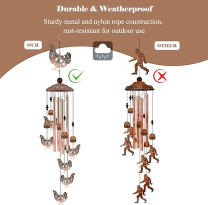 for Women Chicken Wind Chimes for Outside, 35'' Metal Chicken WindChimes Gifts for Women/Men, Decoration for Outdoor, Home, Garden, Patio, Backyard