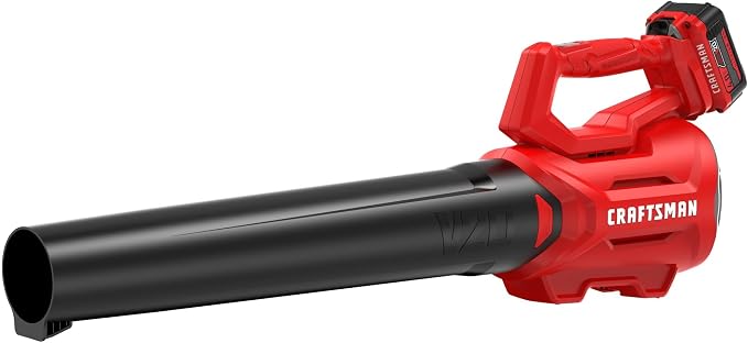 CRAFTSMAN V20 Cordless Axial Leaf Blower Kit, Includes 4.0 Ah Battery and Charger, 100 MPH and 380 CFM Clearing Power, Lightweight, 2 Speed Trigger (CMCBL700M1)