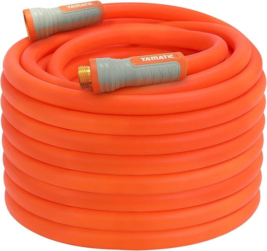 YAMATIC Heavy Duty Garden Hose 5/8 in x 75 ft with Swivel Fitting, Super Flexible Water Hose, All-weather, Lightweight, Burst 600 PSI | 75 Foot Heavy Duty Water Hose for All-weather, 3/4" Brass Connections for Leakproof, Lightweight Hose for Agricultur...