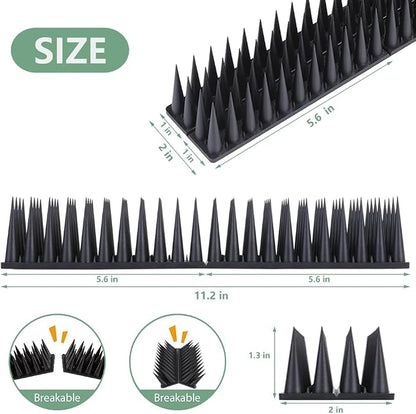Bird Spikes, 20 Packs Bird Deterrent, Raccoon for Outdoor Repelling Reptiles, Squirrel Spikes for Fences and Roofs to Keep Birds Away（18.7Feet）