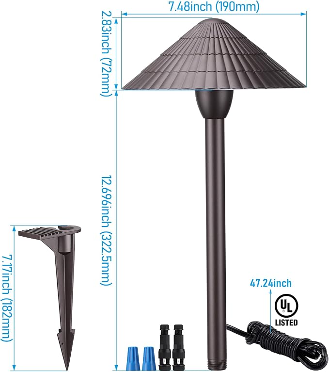 LEONLITE 12-Pack 5CCT LED Low Voltage Landscape Path Lights, 12-24V AC/DC | 3W 120LM, CRI90, ETL Listed, Cast Aluminum, IP65, 1800K/2700K/3000K/4000K/5000K, Wired Pathway Lights, for Yard Lawn