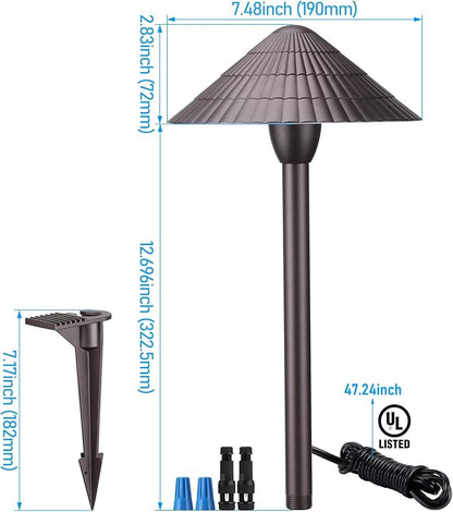 LEONLITE 4-Pack 5CCT LED Low Voltage Landscape Path Lights, 12-24V AC/DC | 3W 120LM, CRI90, ETL Listed, Cast Aluminum, IP65, 1800K/2700K/3000K/4000K/5000K, Wired Pathway Lights, for Yard Lawn