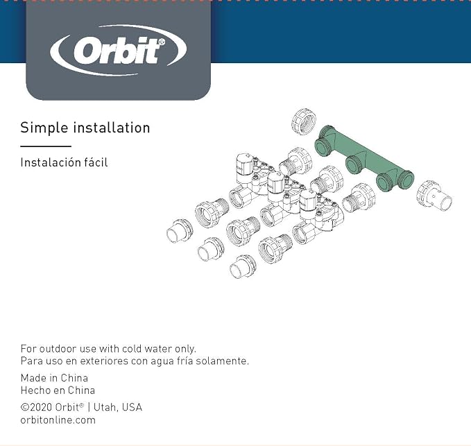 Orbit 57183 3-Port Irrigation Valve Manifold System