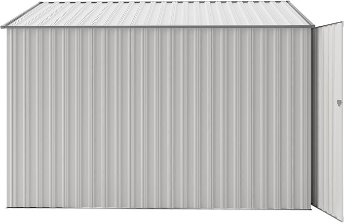 YOPTO 4×8 FT Outdoor Metal Storage Shed,Heavy-Duty Lean to Storage Shed with Lockable Single Side Hinge Door,Waterproof Metal Storage Tool House W/Sloping Roof,Air Vent&Protect Film,for Backyard,White