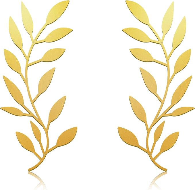 Zhengmy 2 Pieces Metal Tree Leaf Wall Decor Vine Olive Branch Leaf Wall Art Living Room, Hallway Wall Decor Outdoor Decoration(Gold)