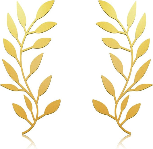 Zhengmy 2 Pieces Metal Tree Leaf Wall Decor Vine Olive Branch Leaf Wall Art Living Room, Hallway Wall Decor Outdoor Decoration(Gold)