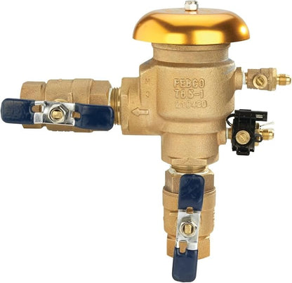 Febco 765 Series 1" Bronze Pressure Vacuum Breaker Backflow Preventer, Quarter Turn Shutoff, NPT Connections, Freeze Sensor with SentryPlus Alert Technology, Industrial Plants, Irrigation System