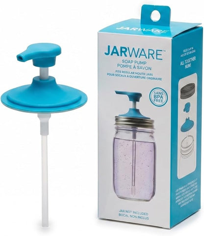 Jarware Soap Pump Lid for Regular Mouth Mason Jars, Blue
