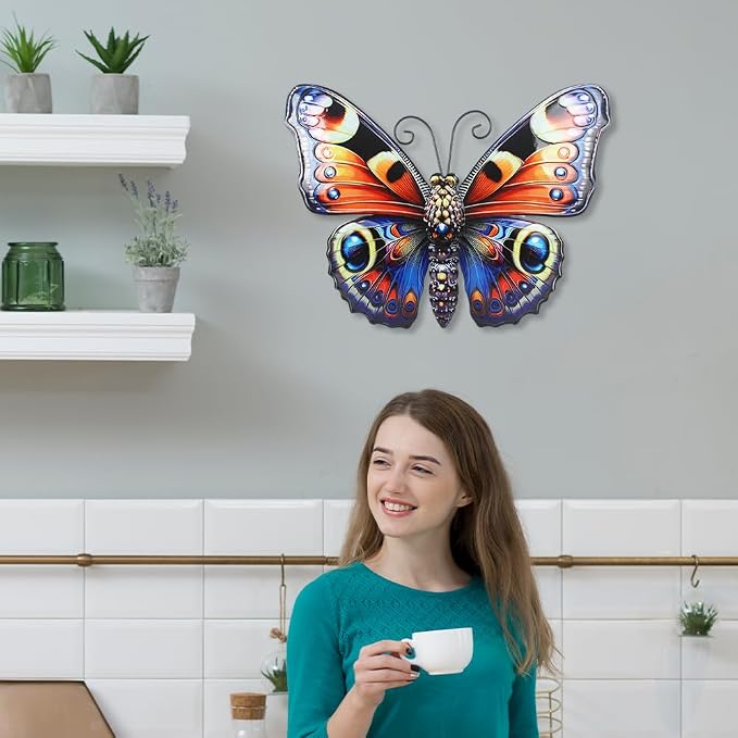 VEWOGARDEN Butterfly Wall Decor, Large Outdoor Metal Hanging Wall Art for Home Outside Patio Garden Fence Decorations
