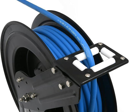 BLUBIRD BBR3825 20ga. Retractable Hose Reel with 3/8" x 25' Air Hose, 12 Point Ratcheting Gear, Next-Gen Rubber, Lightest, Strongest, Most Flexible, 300 PSI, -50F to 190F Degrees, Polyester Braided