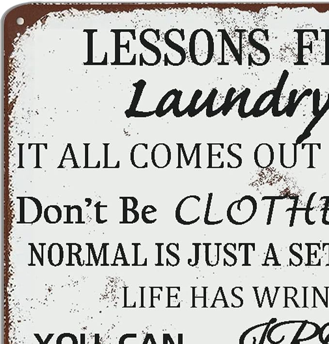 Laundry Room Lessons Metal Sign – Vintage Funny Laundry Quote Wall Decor, Utility Room, Bathroom – Humorous Housewarming Gift for Women, Moms, and Homeowners (As the picture shows)
