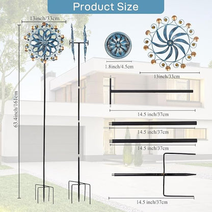 Stargarden Wind Spinner, Retro Wind Spinner Outdoor Metal Pinwheels | 63 * 13 Inch Kinetic Windmill for Yard and Garden Decor