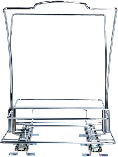 Household Essentials Chrome Steel Sliding Double Waste Bin with White Plastic Inserts