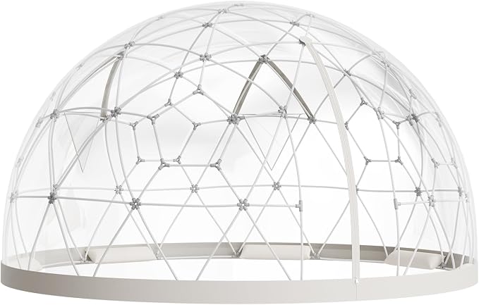 VEVOR Garden Dome Tent 12 x 7.2 ft Clear Bubble Tent House for 4–7 Person | Outdoor Igloo Waterproof PVC Geodesic Dome Greenhouse with Ventilated Window, 360° Crystal-Clear View for Gardens Patios