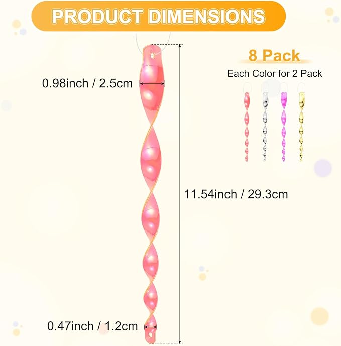 M METERXITY 8-Pack Bird Reflective Rods 11.5 Inch Spiral Bird Scare Rods Hanging Birds Deterrent Device for Yard/Patio/Garden/Farm/Decoration [Pink, Silver, Plum Red, Gold]