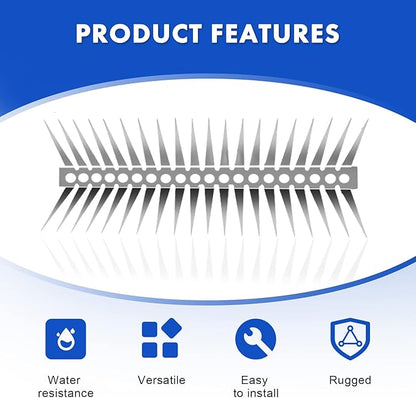 Bird Spikes - Stainless Steel Fence Spikes for Pigeons, Raccoons, Snakes - Deterrent Defender (20inch)