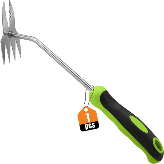 Heavy Duty Hand Weeder Puller Tool, Stainless Steel Root Removal Tools for Deep Roots, Non-Slip Handle Manual Dandelion Remover for Garden, Lawn, Yard Weeding (1Pack-Green)