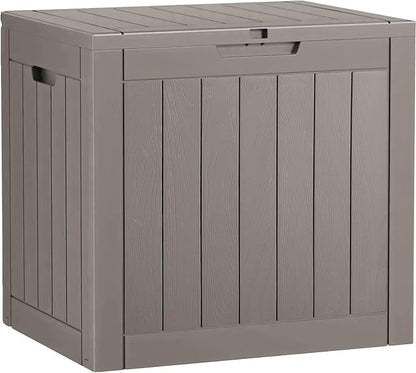 Outdoor Storage Box, 32 Gallon Resin Deck Boxes Outdoor Waterproof For Patio Furniture, Garden Tools, Pool Supplies, Lockable And UV Resistant (Striped Gray)