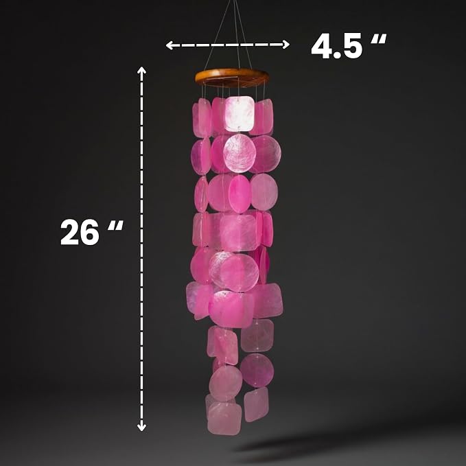 Solange & Frances Pink Capiz Shells Wind Chimes. Spring Decor Wind Chimes for Outside Garden Decor. Unique Birthday Gifts for Women, Gift for Men, and Gifts for Grandma