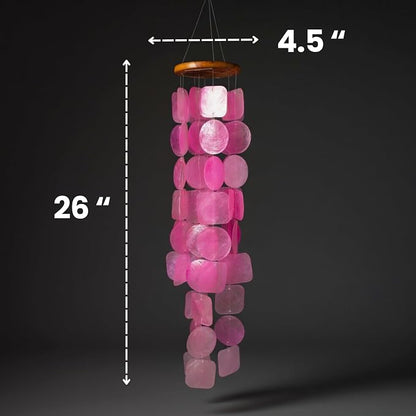 Solange & Frances Pink Capiz Shells Wind Chimes. Spring Decor Wind Chimes for Outside Garden Decor. Unique Birthday Gifts for Women, Gift for Men, and Gifts for Grandma