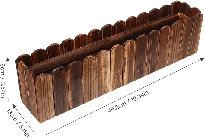 Rustic Wooden Flower Planter Box 19.37X5.11X3.54In Anti-Rotten Wood Pot for Indoor Balcony Window Sill Decorative Fake Flower Holder with Foam Block