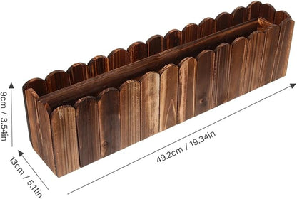 Rustic Wooden Flower Planter Box 19.37X5.11X3.54In Anti-Rotten Wood Pot for Indoor Balcony Window Sill Decorative Fake Flower Holder with Foam Block
