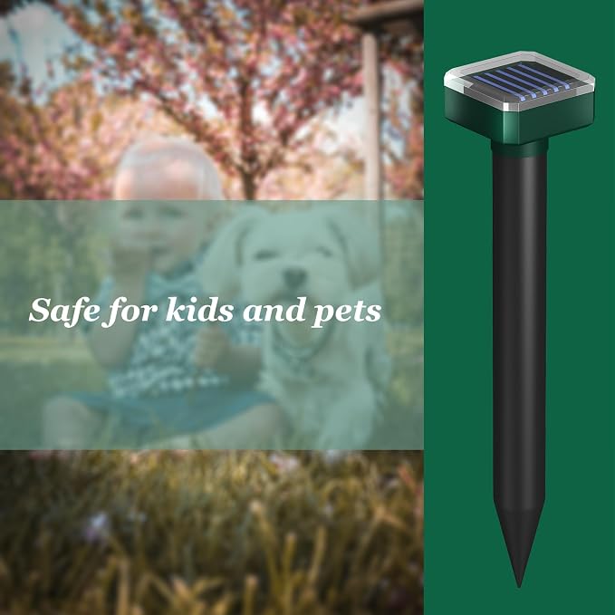 Snake Away for Outdoors, Solar Powered Snake Repellent for Yard - Sonic Snake Deterrent, Waterproof & Pet Safe for Garage, Lawn, Home Use (6)