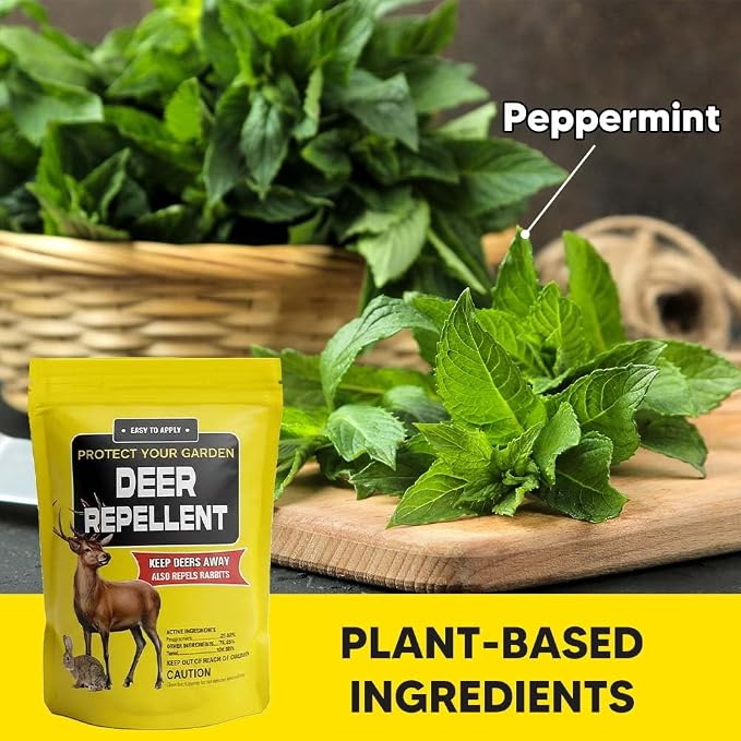 fcesiweg Deer Repellent Outdoor, Rabbit and Deer Repellent for Plants, Rabbit Repellent Outdoor, Bunny Repellent, Deer Away, Keep Deer & Rabbit Out of Yards, 90 Days Protection, 8 Packs