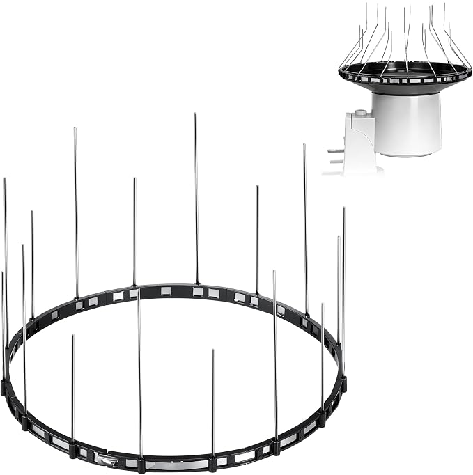 Bird Spikes Compatible with Ambient Weather WS5000, Adjustable Weather Station Bird Spike Kit with Stainless Steel Locking Ties & Wires for Rain Gauge Funnel Protection, Black